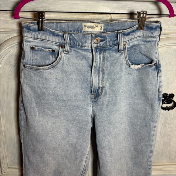 Abercrombie Ultra High Rise Ankle Straight Jean Light Wash Comfort Stretch Basic - Picture 9 of 12